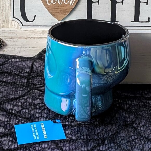 Starbucks Halloween Skull Mug 14oz Blue Iridescent Ceramic Limited Edition 2025 - Picture 5 of 8